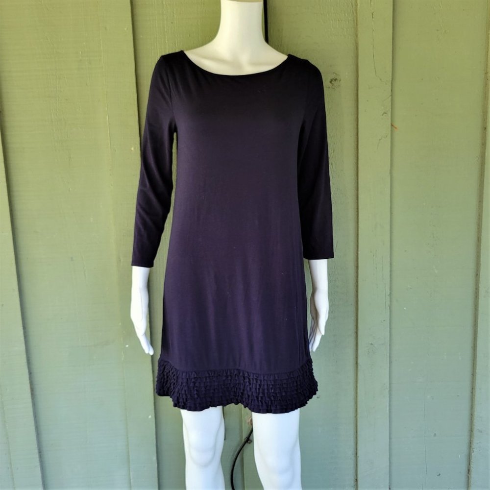 J. CREW Navy Blue Soft Jersey Adelaide Dress XS Ruffle Hem
